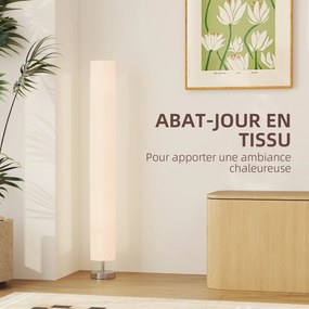 Candeeiro de pé moderno em coluna com luz suave, 40 W, 14 L x 14 L x 120 A cm, aço inoxidável branco