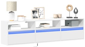 vidaXL Móvel de parede para TV com luzes LED 180x31x45 cm branco