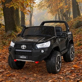 Carro elétrico para Crianças Toyota Hilux 12V, 4x4 Rodas Espuma EVA, Assento couro ecológico Preta