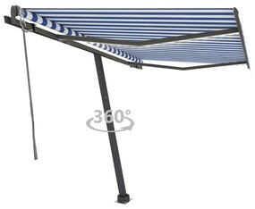 vidaXL Toldo automático LED e sensor de vento 350x250 cm azul e branco