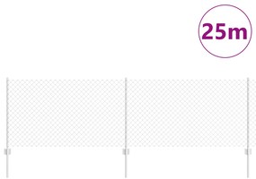 Cerca de Cadeia com 22 Postes em U Prata 0,8x25 m Aço