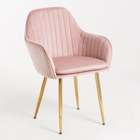 Cadeira Lucy em Veludo - Rosa - Design Nórdico