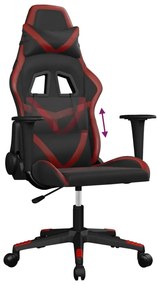 Cadeira gaming couro artificial preto e vermelho tinto