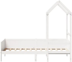 Sofá-cama c/ telhado 90x190 cm madeira de pinho maciça branco