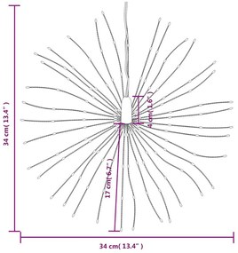 Iluminações estrelares Natal 140 LEDs 4 pcs 17 cm branco quente