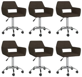 vidaXL Cadeiras de jantar giratórias 6 pcs tecido castanho-escuro