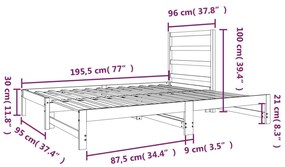 Estrutura sofá-cama de puxar 2x(90x190) cm pinho maciço