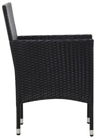 5 pcs conjunto lounge de jardim c/ almofadões vime PE preto