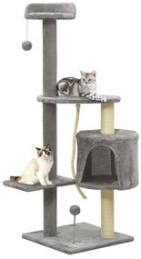 vidaXL Árvore para gatos c/ postes arranhadores sisal 120 cm cinzento