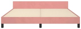 Estrutura de cama c/ cabeceira 160x200 cm veludo rosa