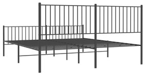 Estrutura de cama com cabeceira e pés 183x213 cm metal preto