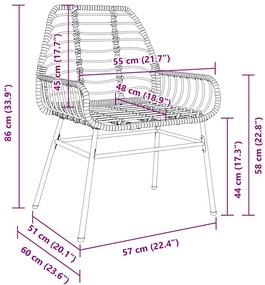 Conjunto de Jantar de Jardim com 7 Peças de Rattan Preto