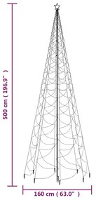 Árvore de Natal c/ poste metal 1400 luzes LED 5 m branco frio