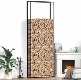 350312 vidaXL Suporte para lenha 110x28x312 cm aço preto mate