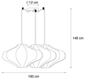 Candeeiro suspenso design branco 50 cm 3 luzes - Plu Design