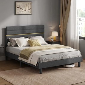 Estrutura de cama de casal para colchão (NÃO INCLUÍDO) de 140 x 200 cm Cinzento