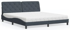 vidaXL Cama com colchão 180x200 cm veludo cinzento-escuro