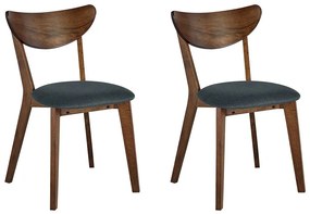 Conjunto de 2 cadeiras de jantar em madeira escura e cinzento ERIE Beliani