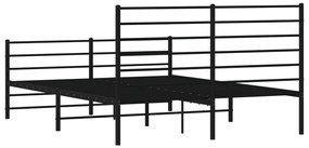Estrutura de cama com cabeceira e pés 140x200 cm metal preto