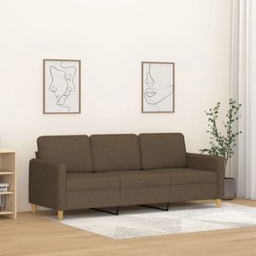 vidaXL Sofá de 3 lugares tecido 180 cm castanho