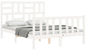 Estrutura de cama com cabeceira 120x200cm madeira maciça branco