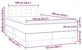 Cama box spring c/colchão/LED 120x190cm couro artificial branco