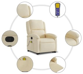 Poltrona elevatória de massagens tecido cor creme