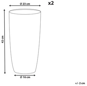 Conjunto de 2 vasos para plantas em pedra creme clara 23 x 23 x 42 cm ABDERA Beliani