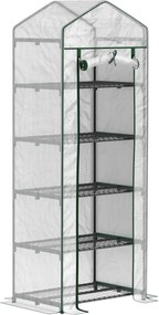 Outsunny Estufa de Jardim Vertical 69x49x193 cm com 5 Prateleiras Estufa para Plantas e Cultivos com Cobertura Transparente de PE Verde | Aosom Portugal