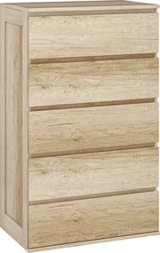HOMCOM Cômoda 5 Gavetas Móvel de Armazenamento estilo Minimalista 60x38x100 cm Madeira Natural | Aosom Portugal