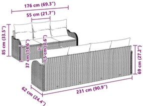 Conjunto de Sofá de Jardim vidaXL com Almofadas Bege em Rattan Poliést