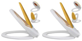 275931 vidaXL Tampos sanita tampas fecho suave 2pcs plástico branco e amarelo