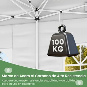 Tenda dobrável com 6 painéis laterais 300 x 600 x 250-270 cm, 6 x Sacos de areia, estrutura metálica, altura ajustável, 10 estacas, 6 cordas, saco com