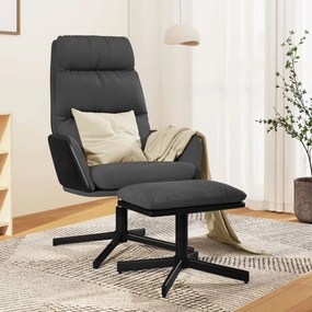 vidaXL Cadeira de descanso com banco tecido cinzento-escuro