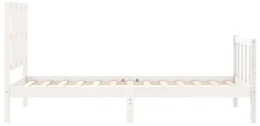 Estrutura de cama com cabeceira 90x190 cm madeira maciça branco