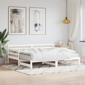 836154 vidaXL Sofá-cama com gavetão 90x190 cm madeira de pinho maciça branco