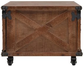 Mesa de centro em madeira de abeto maciça 91x51x38 cm castanho