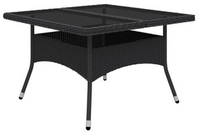 9 pcs conjunto de jantar para jardim vime PE e vidro preto