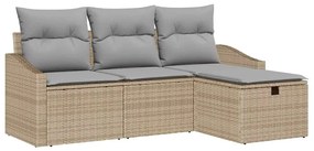 Conjunto de Sofá de Jardim de 4 Peças com Almofadas Bege em Rattan Sin