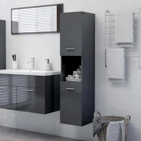 vidaXL Armário casa de banho derivados de madeira cinza brilhante