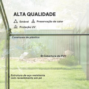 Estufa com Janela Porta Estrutura de Aço e Cobertura de Plástico Impermeável Anti-UV 180x100x168 cm Transparente