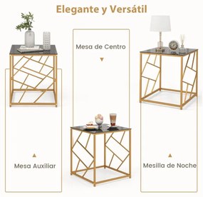 Mesa de centro quadrada com mesa lateral superior de vidro temperado para sala e quarto 50 x 50 x 55 cm branca