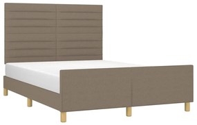 Cama sem colchão 140x190 cm tecido castanho-acinzentado