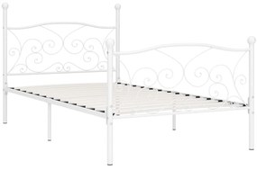 Estrutura de cama com estrado de ripas 90x200 cm metal branco