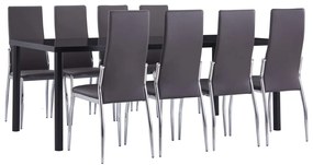 vidaXL 9 pcs conjunto de jantar couro artificial cinzento