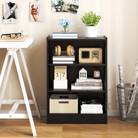 Estante de 3 níveis com prateleiras ajustáveis e dispositivo anti-queda para a sala de estar e o quarto 50 x 30 x 75 cm Preto