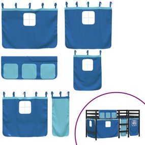 Cama alta p/ criança c/ cortinas 90x190 cm pinho maciço azul