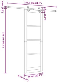 Porta Deslizante com Conjunto de Hardware 'ORKDAL'Madeira Maciça de Pi
