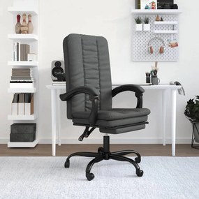 vidaXL Cadeira de escritório reclinável tecido cinzento-escuro