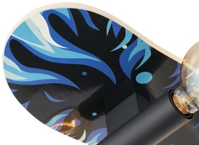 Candeeiro de parede preto com azul 80cm - Skateboard Design